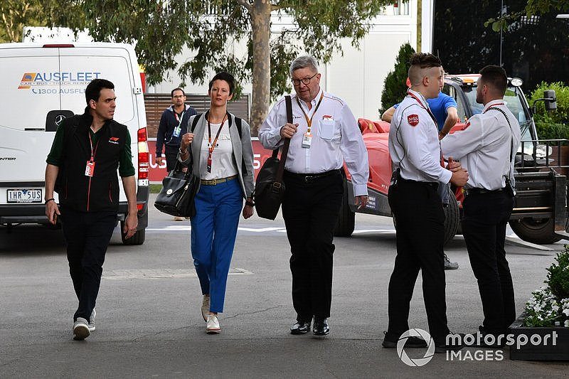 Ross Brawn, Managing Director of Motorsports, FOM, arrives in the paddock