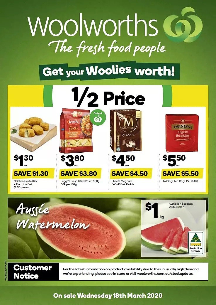 Woolworths 3月18日-3月24日折扣，冻饺、洗衣粉半价 - 1