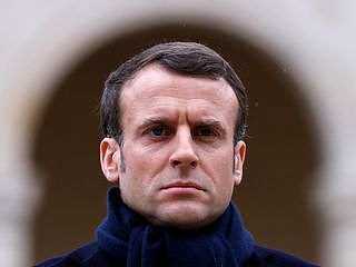 法国总统马克龙（Emmanuel Macron）2020年3月16日发表电视讲话，形容法国目前的疫情就像“处于战争状态”。（Reuters）