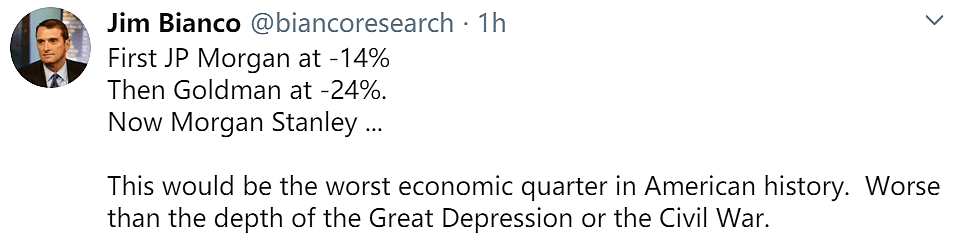 摩根士丹利：美国GDP二季度暴跌30% - 1