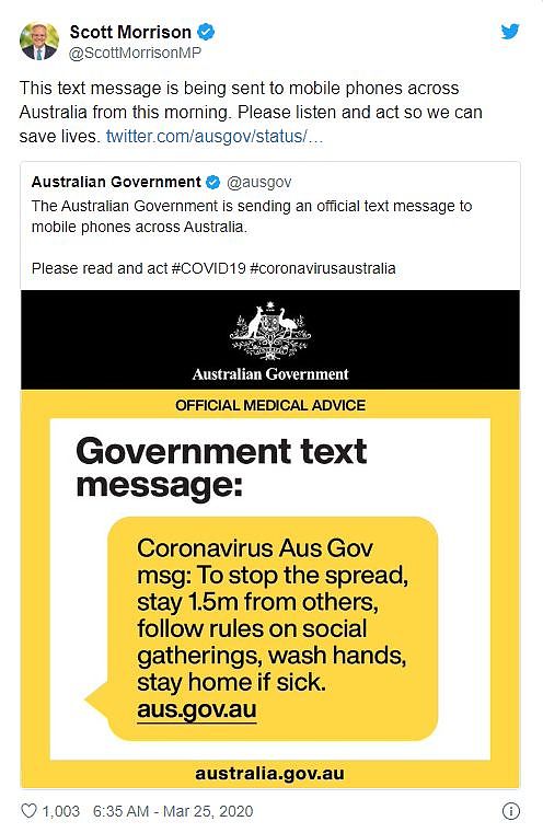 一键群发？联邦政府开始给全澳人民发手机短信了！（组图） - 2