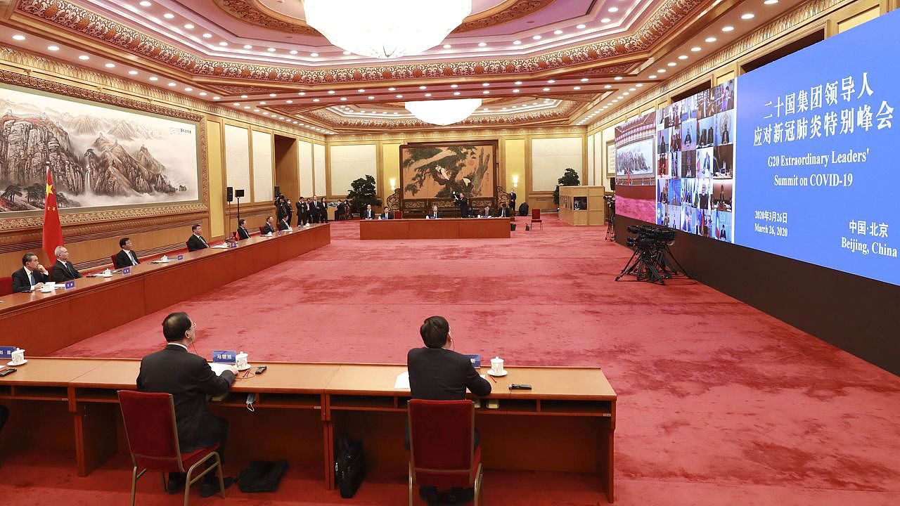 G20应对新冠肺炎特别峰会3月26日以视频会议形式举行，这是G20的首次视频峰会。（AP）