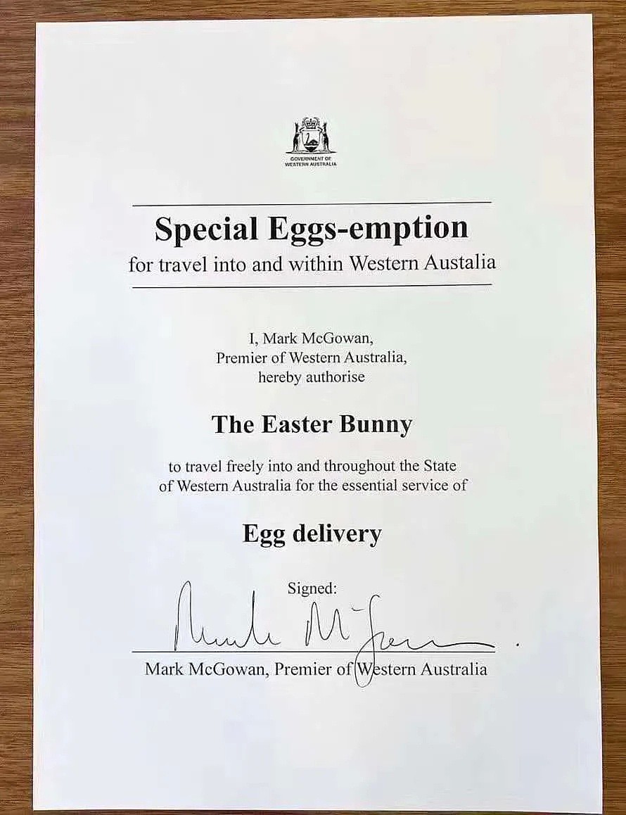 州长郑重宣布:复活节兔子可以豁免,自由进入西澳为小朋友们送复活节彩蛋（组图） - 2