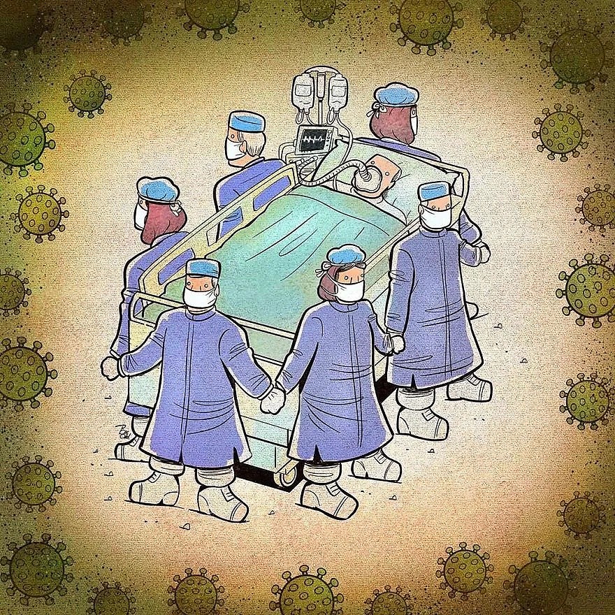 他画出医护防护人员拯救病人和病毒抗争的插画，每一张都让人泪崩（组图） - 10