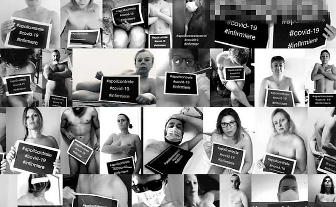 法国护士裸体抗议：政府让我们“赤裸”面对病毒（组图） - 2