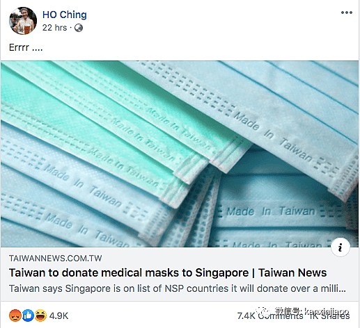 新加坡向台湾请求捐口罩事件后，台媒称总理夫人年薪1亿新币，遭台湾网友疯狂攻击（组图） - 1