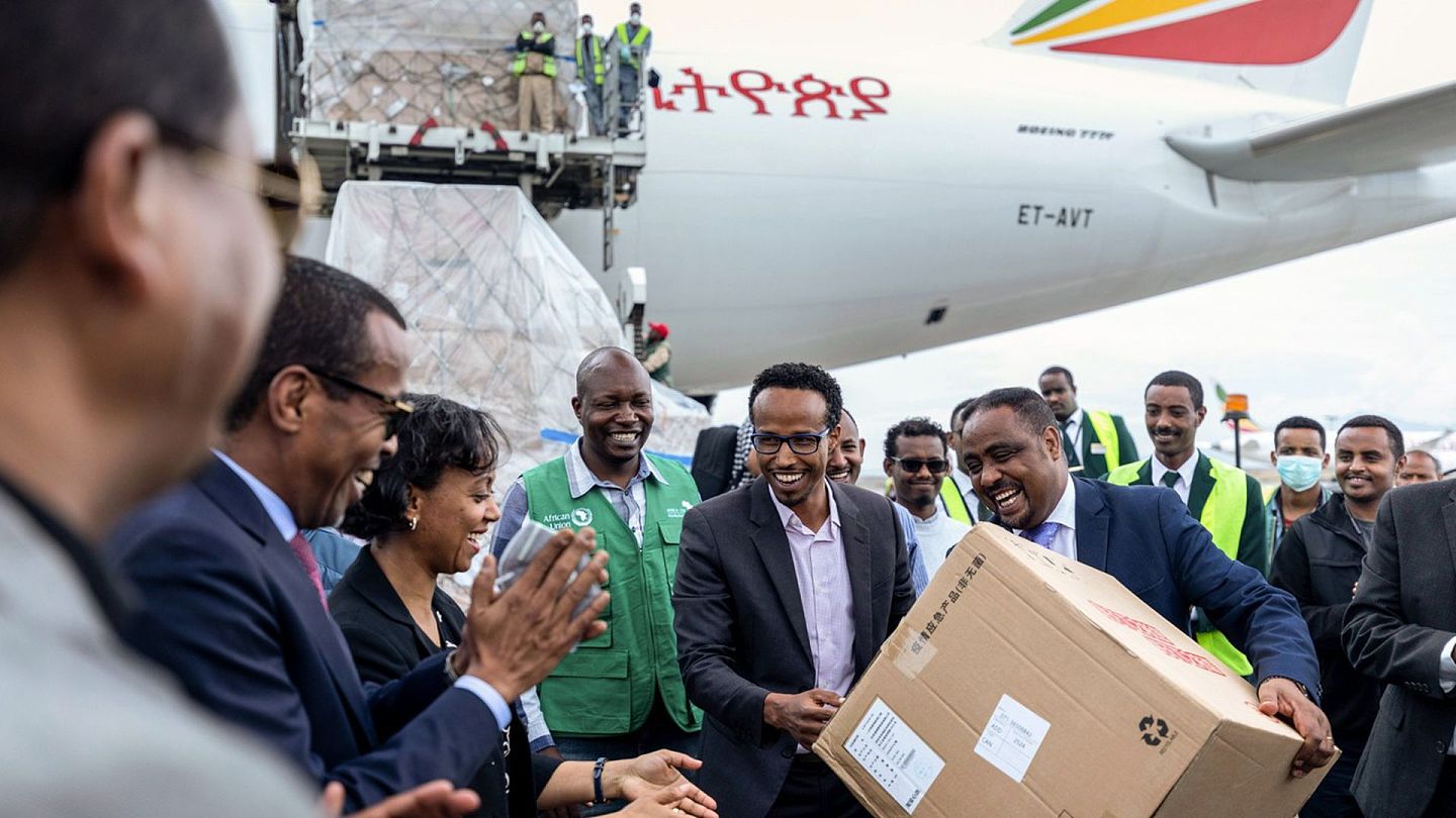 中国援助的物资运抵埃塞俄比亚。（AP）
