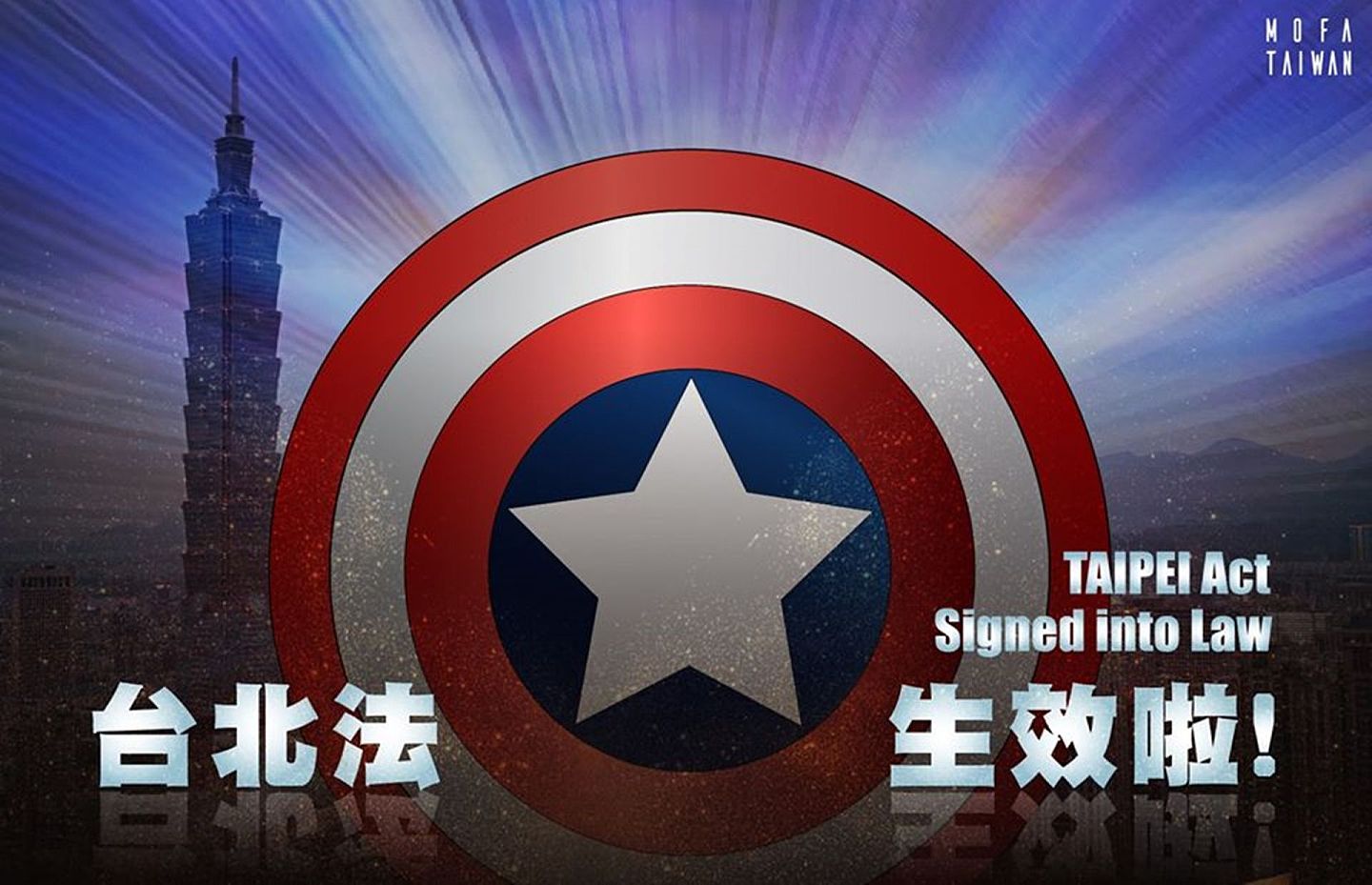 面对中美之间的激烈交锋，台湾人普遍认为此时是与美国交好的最佳时机。（Facebook@台湾外交部）