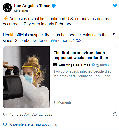 美国疫情时间线被推翻 首例死亡在加州 去年流感患者确含新冠?（组图） - 3