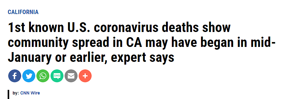 美国疫情时间线被推翻 首例死亡在加州 去年流感患者确含新冠?（组图） - 1