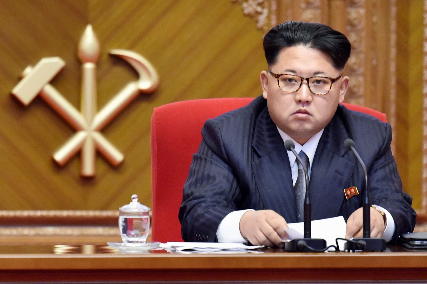2016年5月9日，金正恩出席朝鲜劳动党第七次全国代表大会。（Reuters）