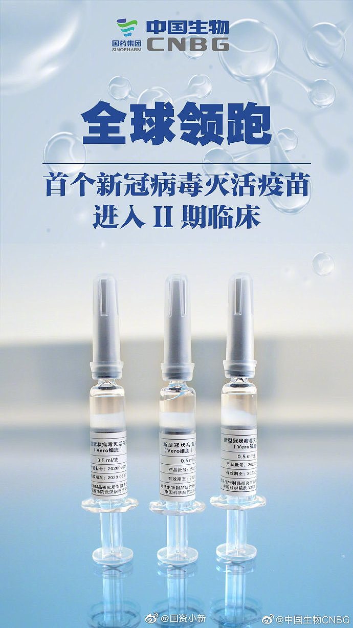 继续全球领跑！中国首个新冠灭活疫苗进入Ⅱ期临床（图） - 1