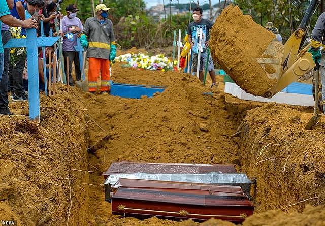 巴西城市疫情致死者成堆，挖掘机挖坑埋尸，场面如同末日