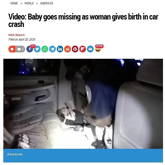 不可思议的车祸 美孕妇车失控打滑 婴儿喷出产道仍存活 警察都称奇（组图） - 1