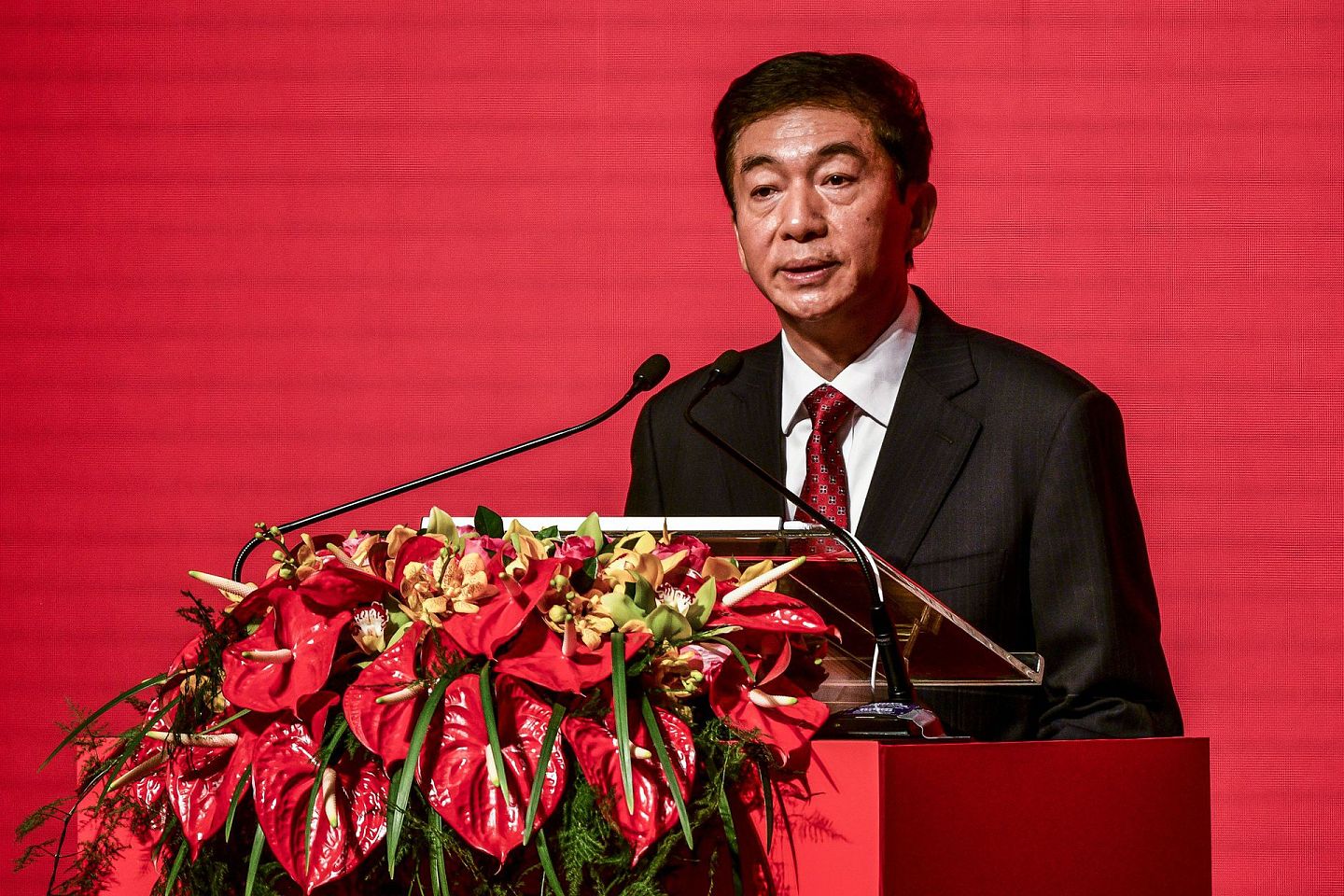 2020年1月15日，香港中文联络办公室主任骆惠宁在香港举行的春节招待会上致辞。（AFP）