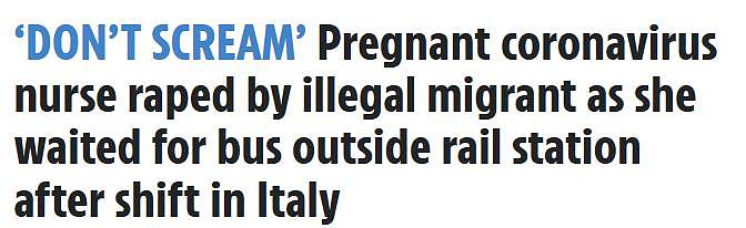 人神共愤！意一非法移民兽性大发，强行与一线怀孕女护士发生关系