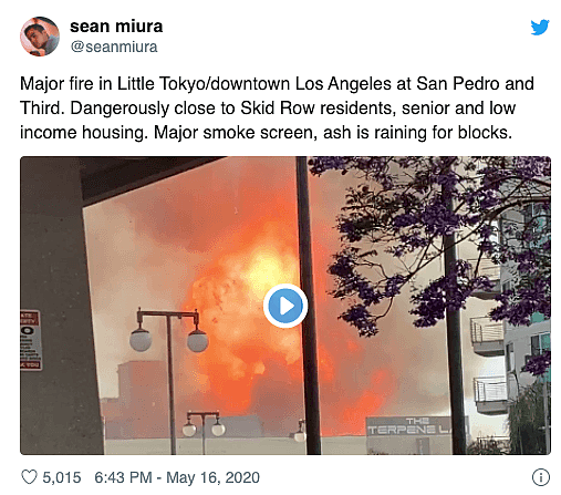 洛杉矶市中心发生连环爆炸! 多栋大楼起火 现场升起蘑菇云 原因令人愤怒!（组图） - 1