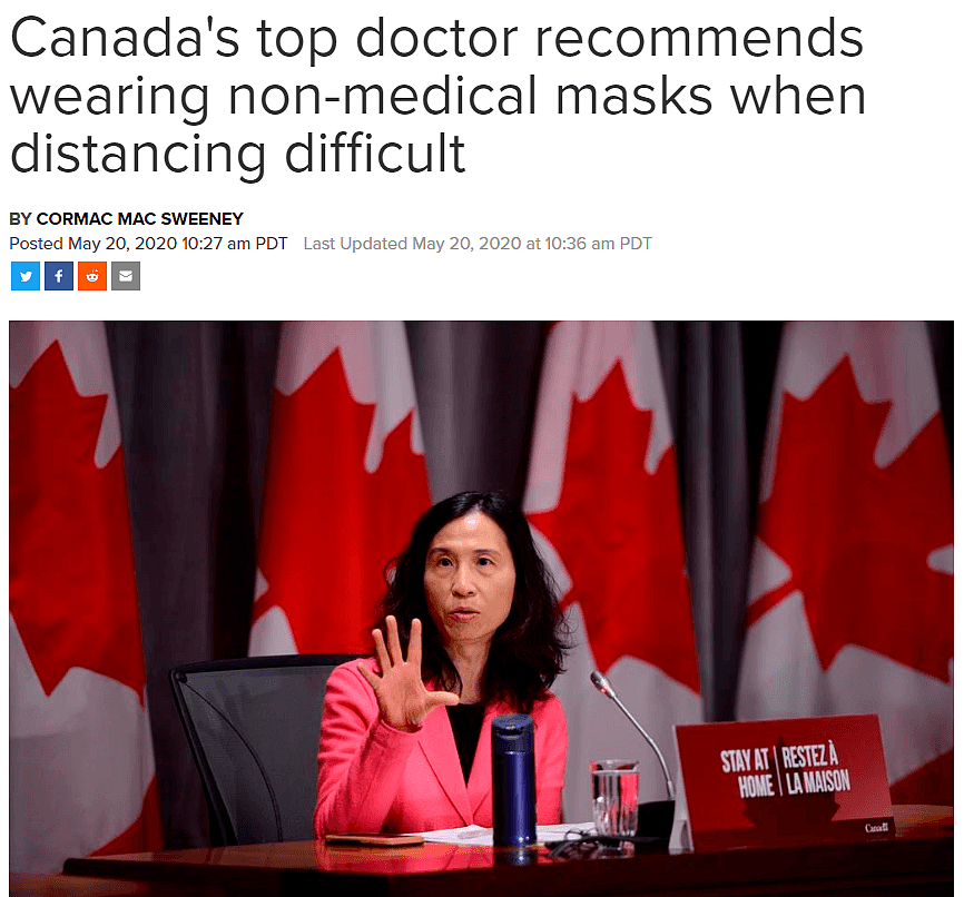 激动! 加拿大终于宣布 全民戴口罩 特鲁多亲自示范 华人不用再担心口罩歧视了（组图） - 1