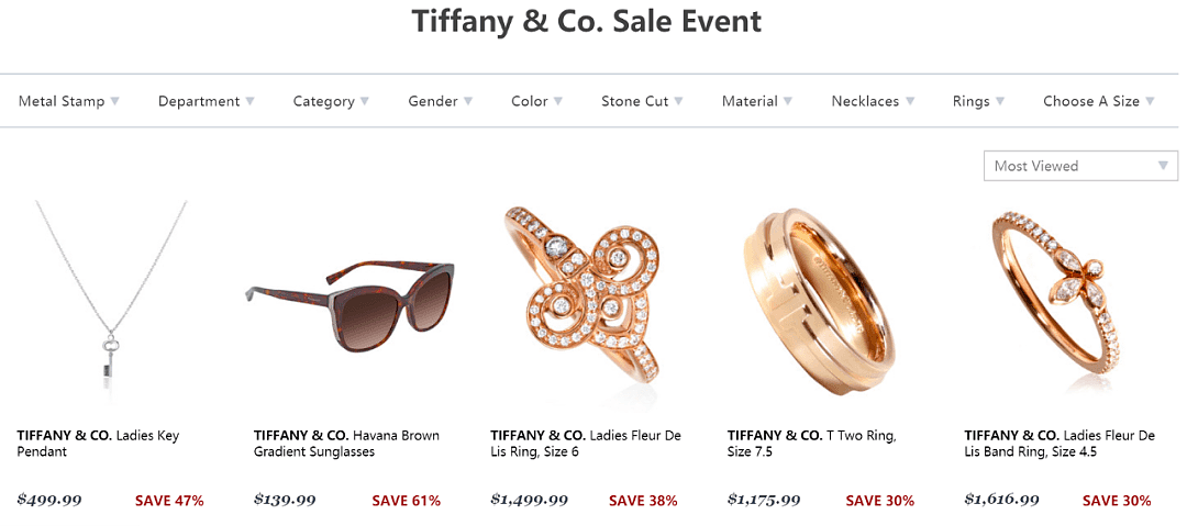 Tiffany & Co 首饰专场特卖，低至5.6折+至高减$100，好价收 T 字戒指 - 1