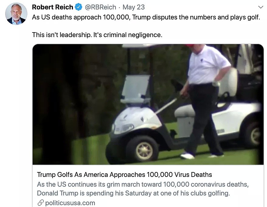美国死亡病例逼近10万！特朗普居然去打高尔夫了，77位大人物看不下去了，出手了...（组图） - 9