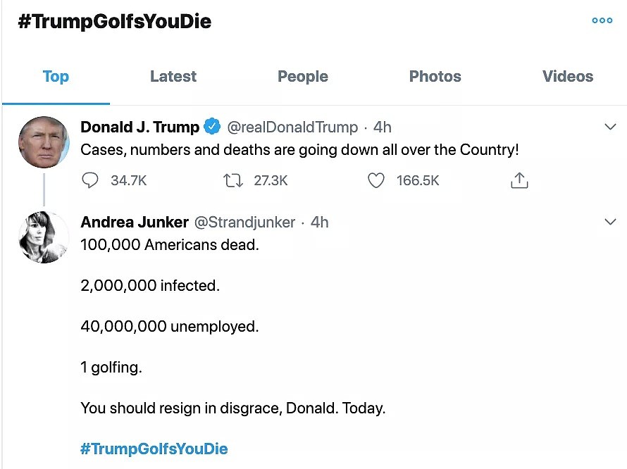美国死亡病例逼近10万！特朗普居然去打高尔夫了，77位大人物看不下去了，出手了...（组图） - 10