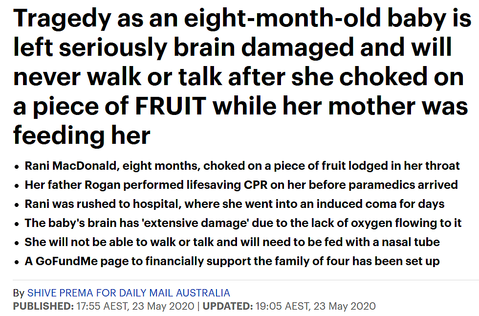 澳8个月大婴儿大脑受损， 终身瘫痪！只因为这种家中最常见的水果...（组图） - 2