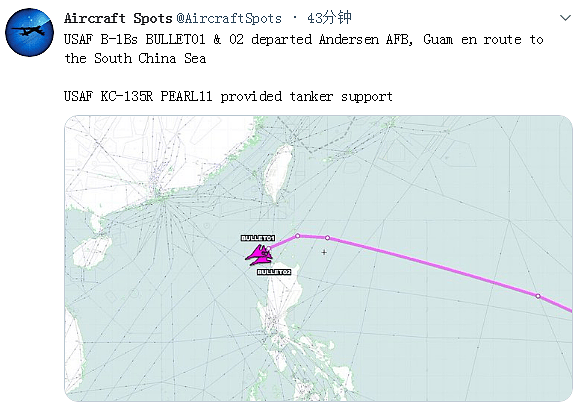 动作频频！美军两架B-1B轰炸机再度飞入南海上空（组图） - 1