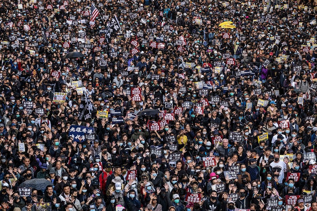 去年12月在香港举行的一次支持民主的游行。
