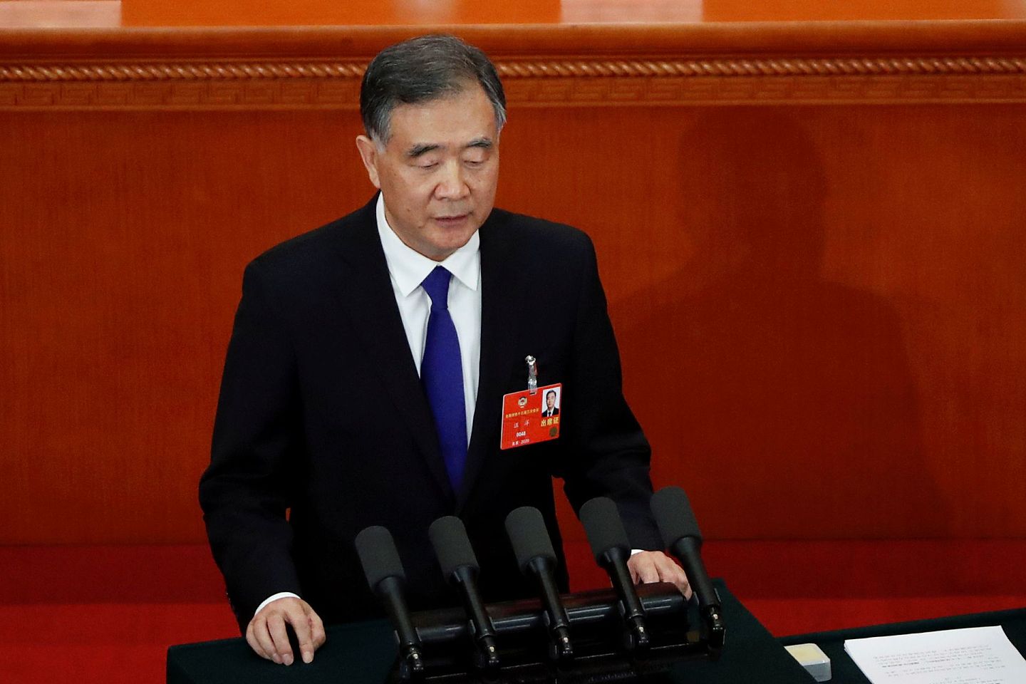 2020年中国全国两会的政协报告中，政委主席汪洋对两岸议题一句带过──“深化同台湾岛内有关党派团体、社会组织、各界人士交往”。（REUTERS）