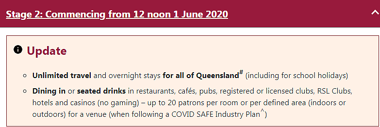 6月1日起，昆士兰进入解封第二阶段！州内旅游全放开，健身房重开，餐馆堂食最多20人 - 4