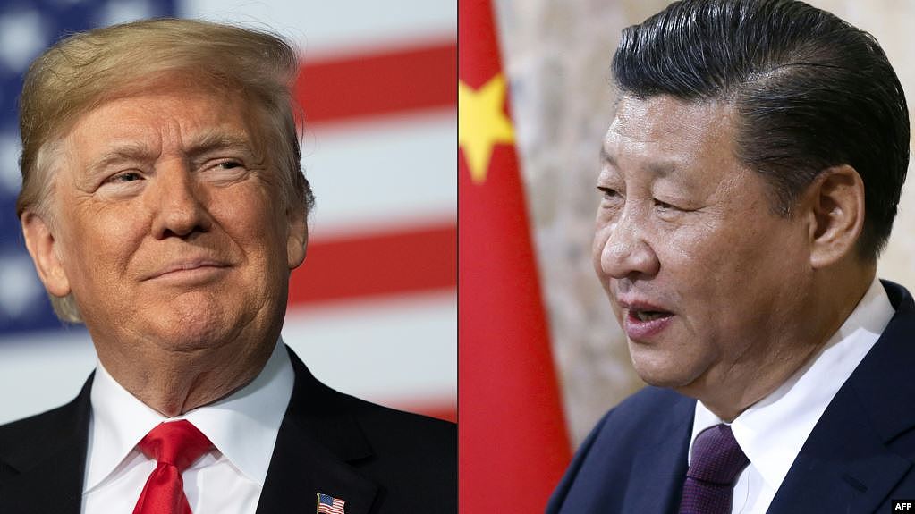 资料照片- 美国总统唐纳德·特朗普(左)和中国国家主席习近平。(照片创建于2020年5月14日）