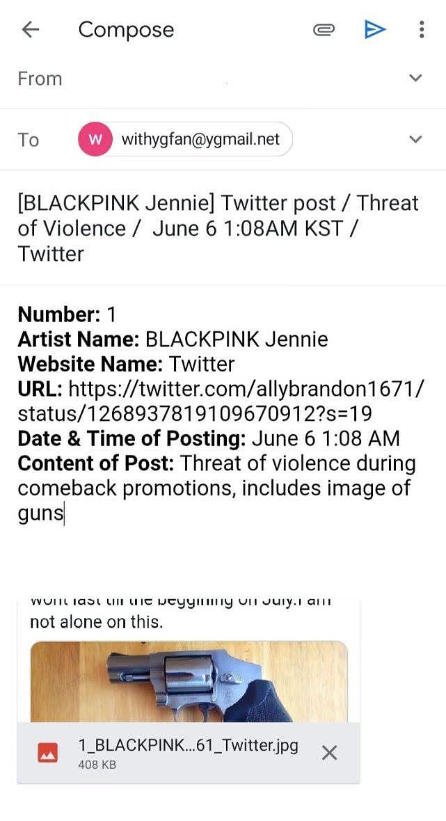 继Lisa后， blackpink组合队友Jennie也遭死亡威胁，对方直接晒出手枪照片 (组图） - 2