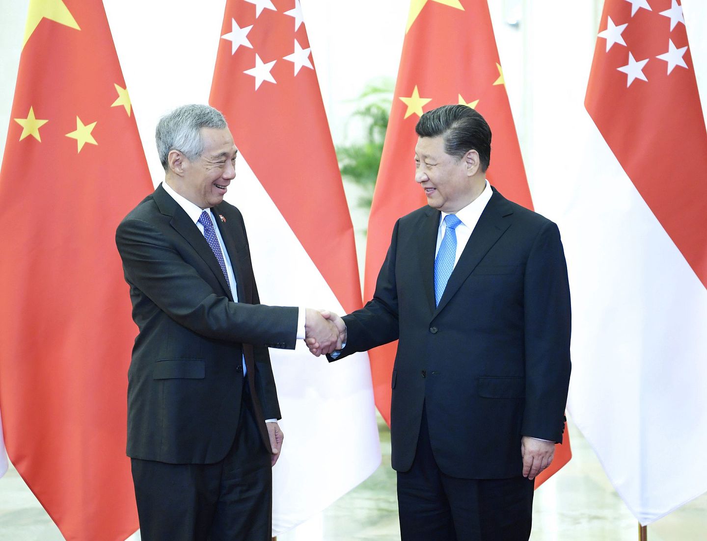 2019年4月29日，习近平在北京人民大会堂会见新加坡总理李显龙。(新华社)