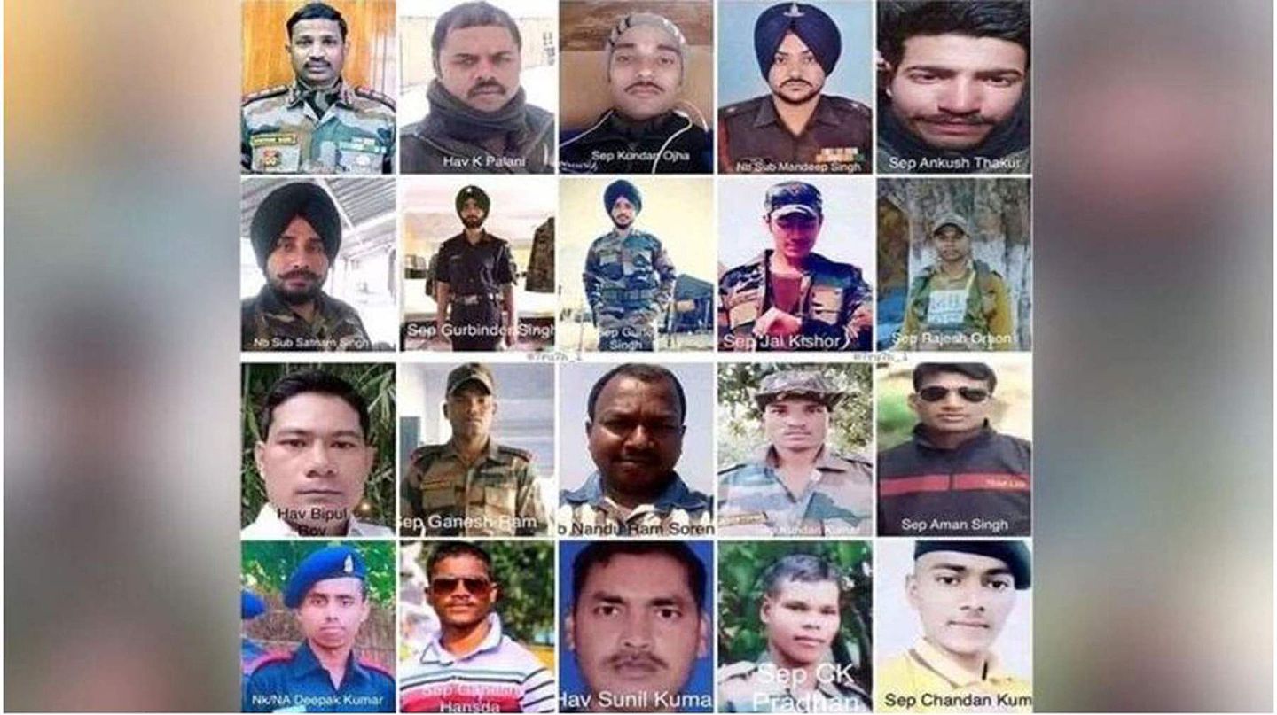 6月15日，中印军队在加勒万河谷发生冲突，印度至少有20名士兵死亡。印度媒体披露了这些士兵的照片。（今日印度网站截图）