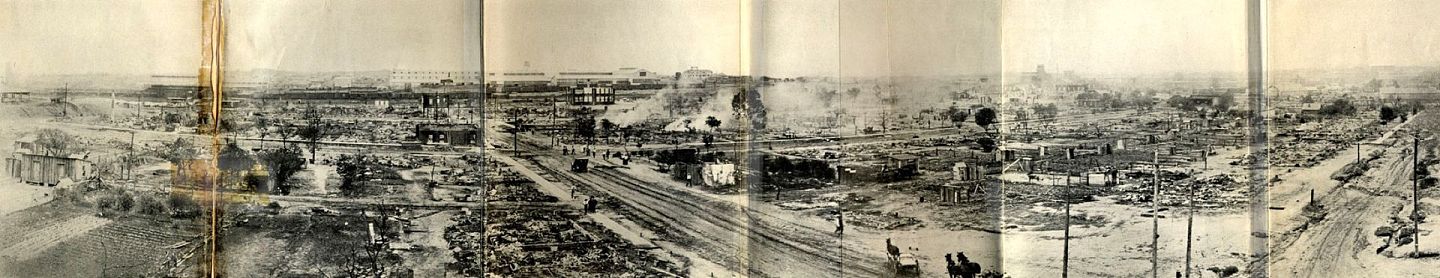 事件发生后几天，被毁的格林伍德区全景图。（维基百科公有领域）