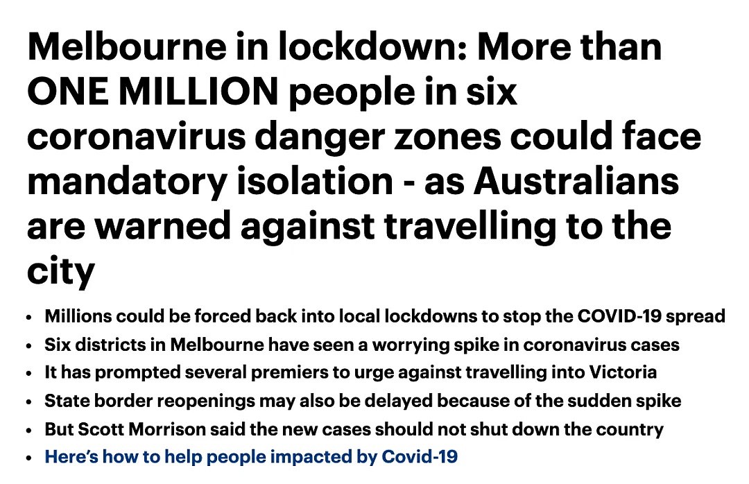 全澳感染飚6周最高，超100万澳洲人恐被隔离！各州纷纷“拉黑”维州，卫生部长：澳洲边境将关闭很长一段时间 - 3