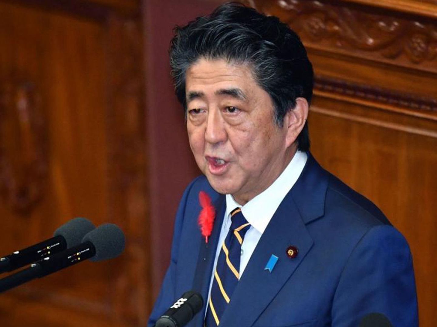 日本首相安倍晋三在2018年访问中国大陆后表示中日之间是邻国更是伙伴，希望能有良好的合作关系。（AFP）