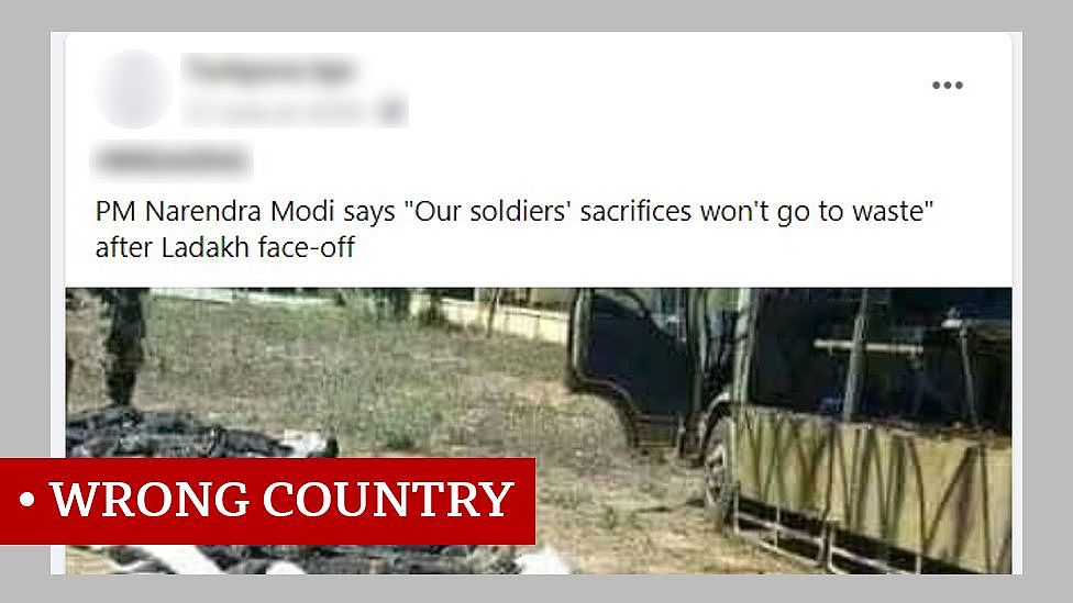 视频上方文字： 拉达克队之后印度总理莫迪称“我们的士兵不会枉死”