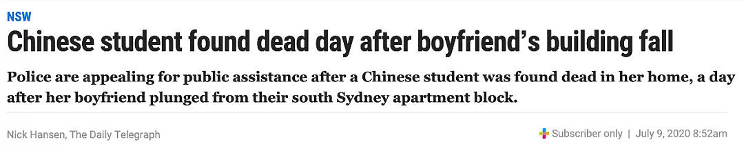 悉尼19岁中国女留学生横尸公寓，死因存疑，其男友也于该处坠楼！案件扑朔迷离，键盘侠们却又一次“高潮”了… - 11
