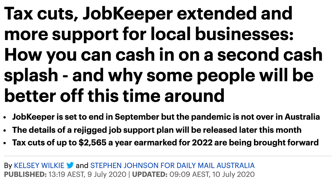 好消息！澳洲人最高能领$2565，减税提前，留学生和临时签证都能享受，JobKeeper和房贷延期延长，还能再提前领$3000 - 8
