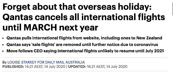澳洲国际航班官宣变动调整！华人离澳回国需经“两头允许”，旅行禁令不建议澳人出境（组图） - 1
