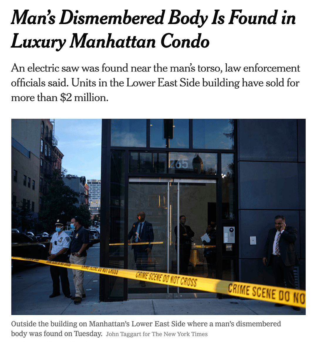细思极恐！曼哈顿富豪家中遭斩首分尸，更多细节曝光，疑职业杀手所为 - 1