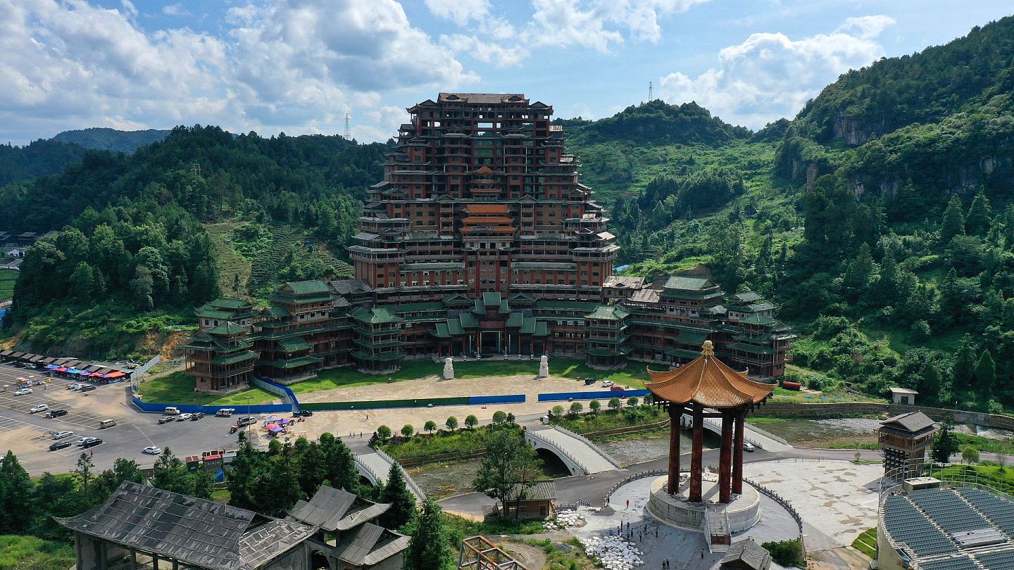 2020年7月14日，无人机拍摄的贵州省独山县水司府堂（水司楼）。（人民视觉）
