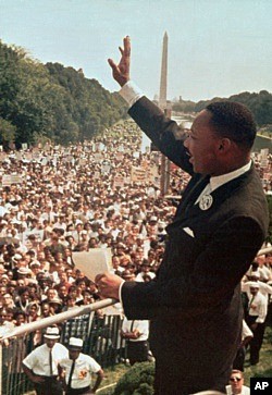 美国民权运动领袖马丁·路德·金1963年8月28日在首都华盛顿发表“我有一个梦想”的演说。