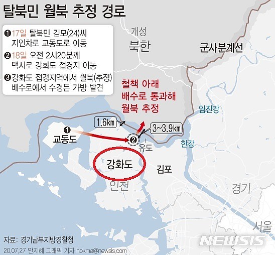 韩国军方：监控拍到朝鲜疑似病例行迹，推测从此处越境（图） - 2
