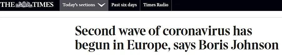英国首相鲍里斯警告：欧洲二波疫情已至！明年英国国内度假价将暴涨（组图） - 1