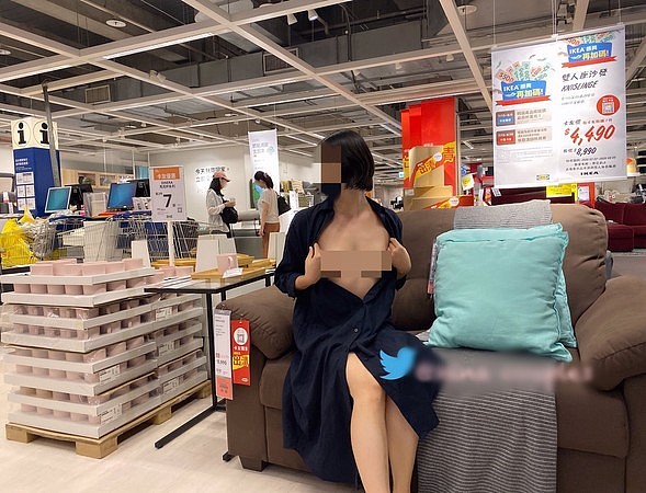 ▲▼裸拍族入侵IKEA卖场！「台中米娜」豪晒4张裸照：欢迎抖内。（图／翻摄自推特）