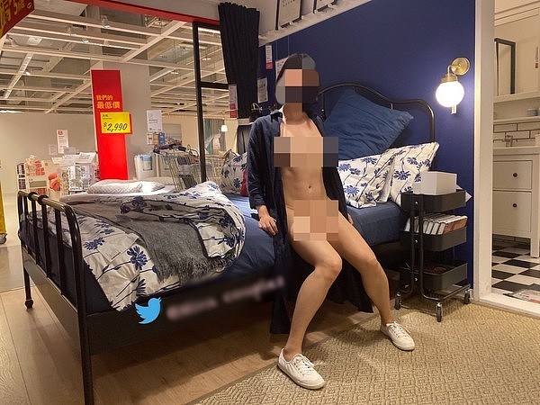 ▲▼台中米娜在IKEA等大卖场裸拍邀抖内，随后关闭帐号，警方追缉中。（图／翻摄台中米娜Twitter）