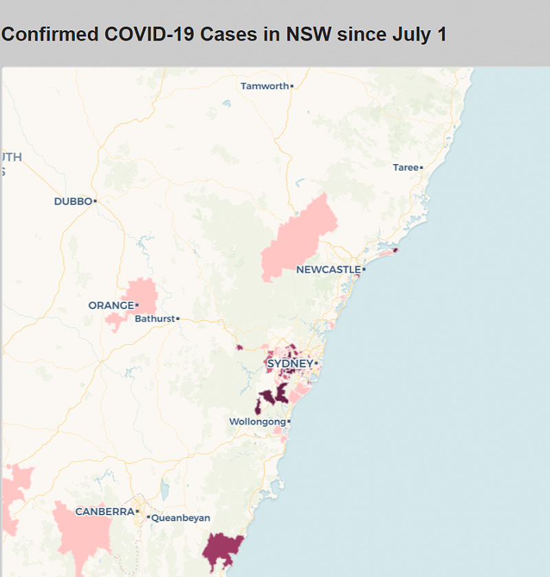 新州最新疫情地图出炉！悉尼西南部成“重灾区”，华人区有活跃病例（组图） - 2