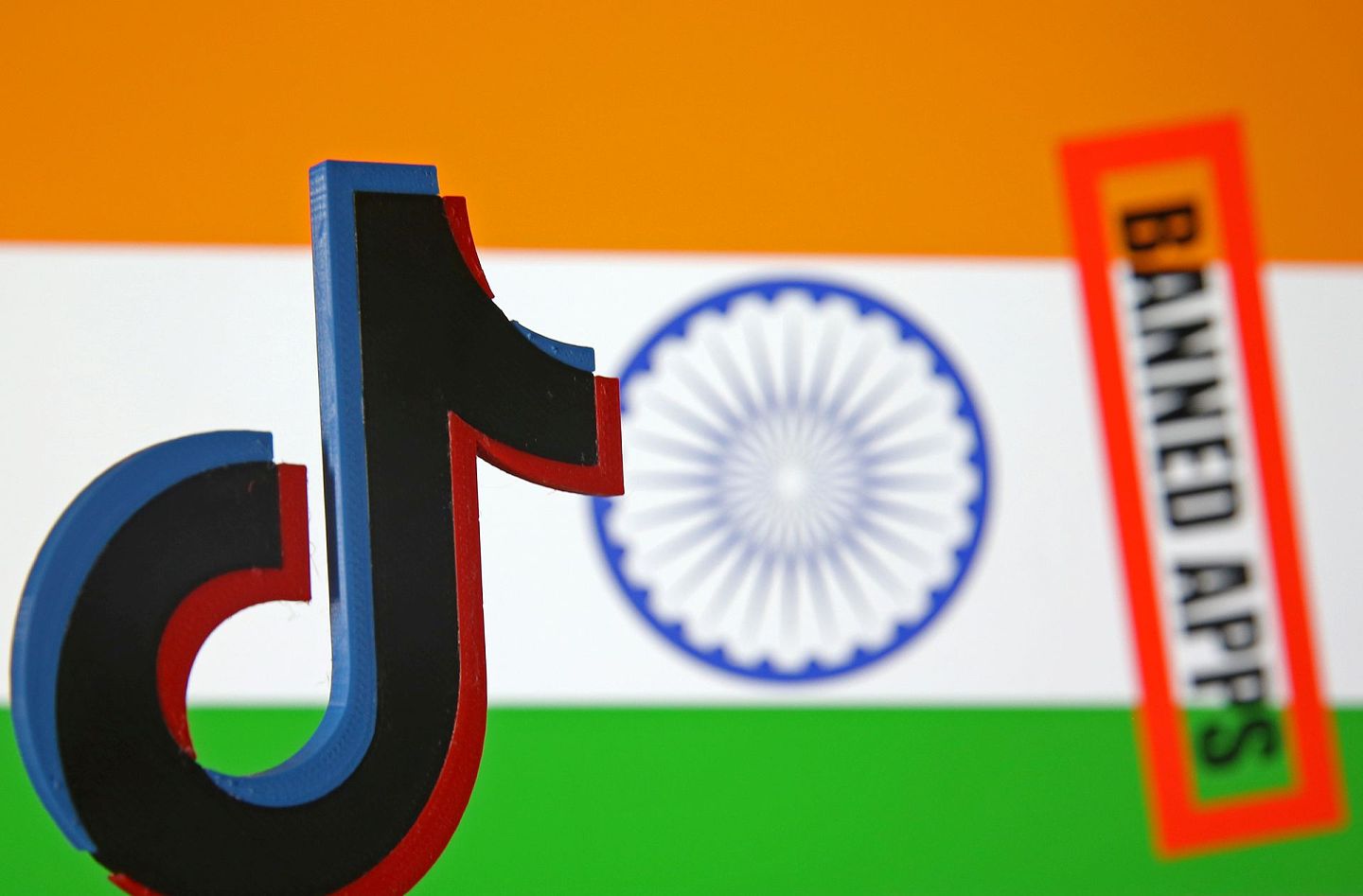 印度2020年6月以安全疑虑为理由，禁止59款中国APP，包括抖音海外版TikTok。（Reuters）